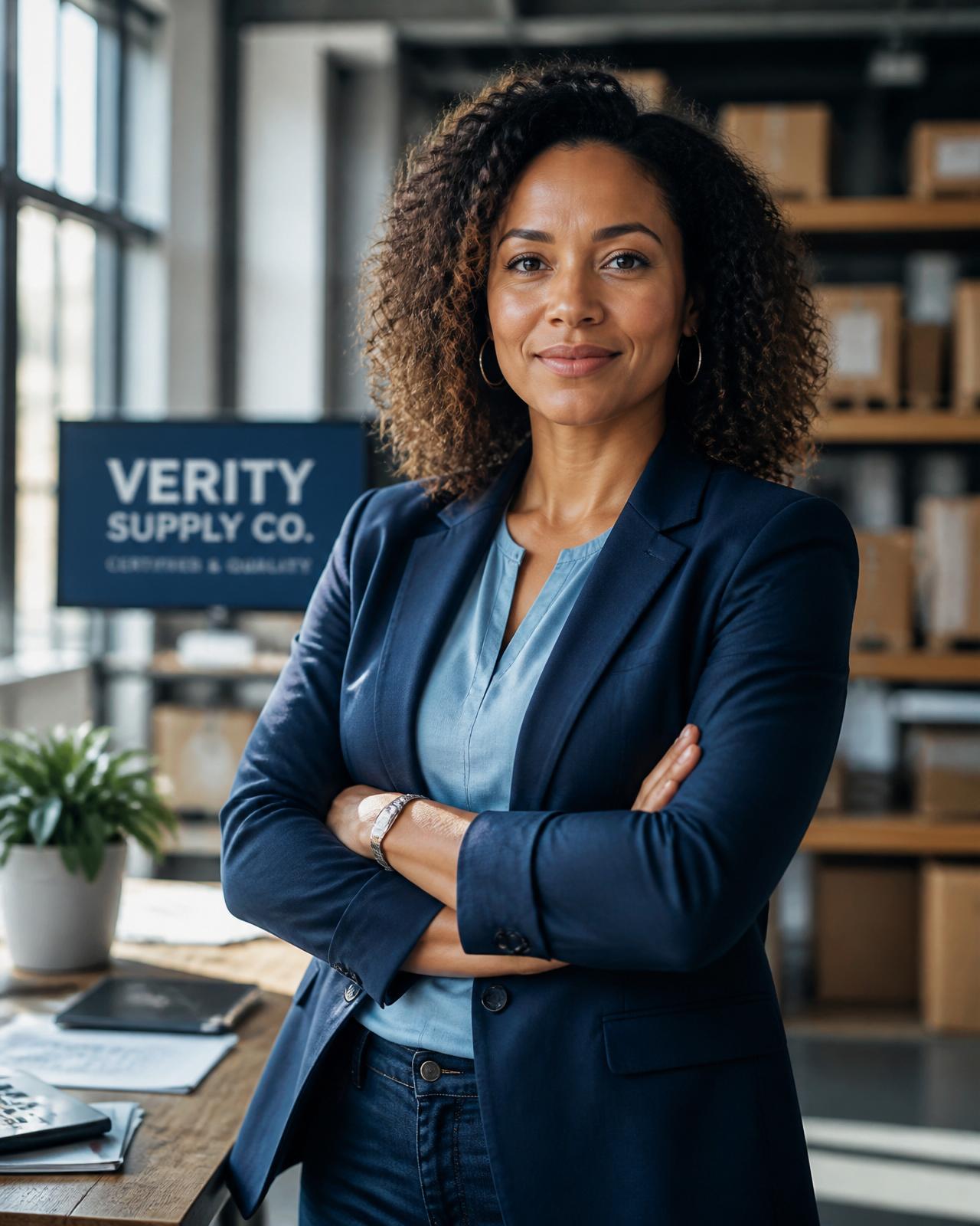 Business owner running her supply company
